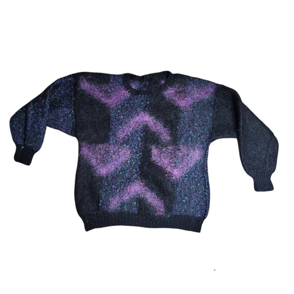 Vintage black and purple wool sweater - Picture 10 of 10